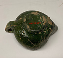 Lamp, Earthenware; red body under green glaze